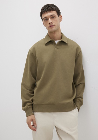  Mavi Polo Yaka Haki Sweatshirt 0S10458-71816