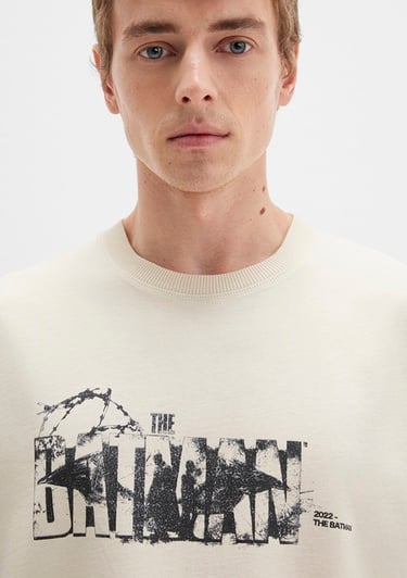  Mavi Batman Baskılı Bej Tişört Relaxed Fit / Rahat Kesim 0612919-70065