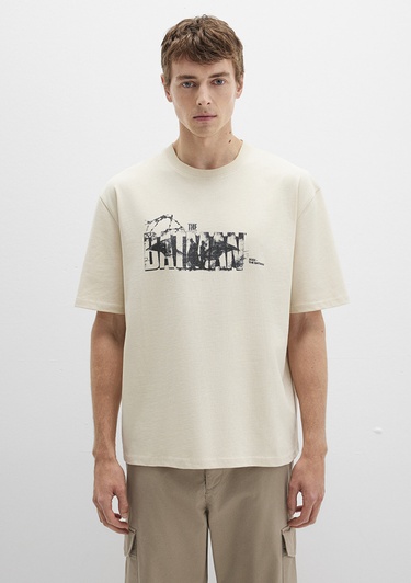  Mavi Batman Baskılı Bej Tişört Relaxed Fit / Rahat Kesim 0612919-70065