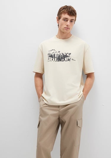  Mavi Batman Baskılı Bej Tişört Relaxed Fit / Rahat Kesim 0612919-70065