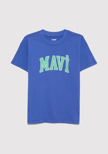  Mavi Mavi Logo Baskılı Mavi Tişört Regular Fit / Normal Kesim 6610030-70576