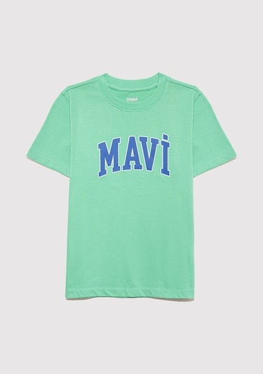  Mavi Mavi Logo Baskılı Yeşil Tişört Regular Fit / Normal Kesim 6610030-71789