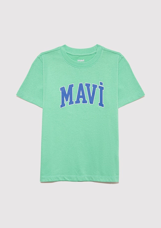  Mavi Mavi Logo Baskılı Yeşil Tişört Regular Fit / Normal Kesim 6610030-71789