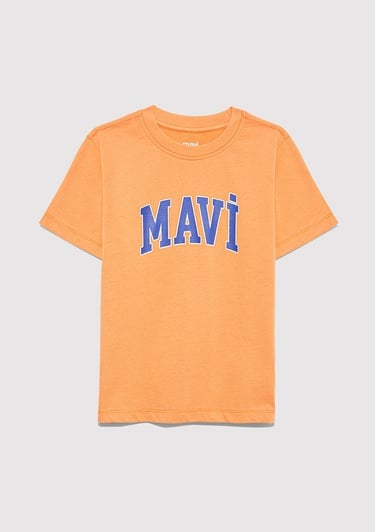  Mavi Mavi Logo Baskılı Turuncu Tişört Regular Fit / Normal Kesim 6610030-71421