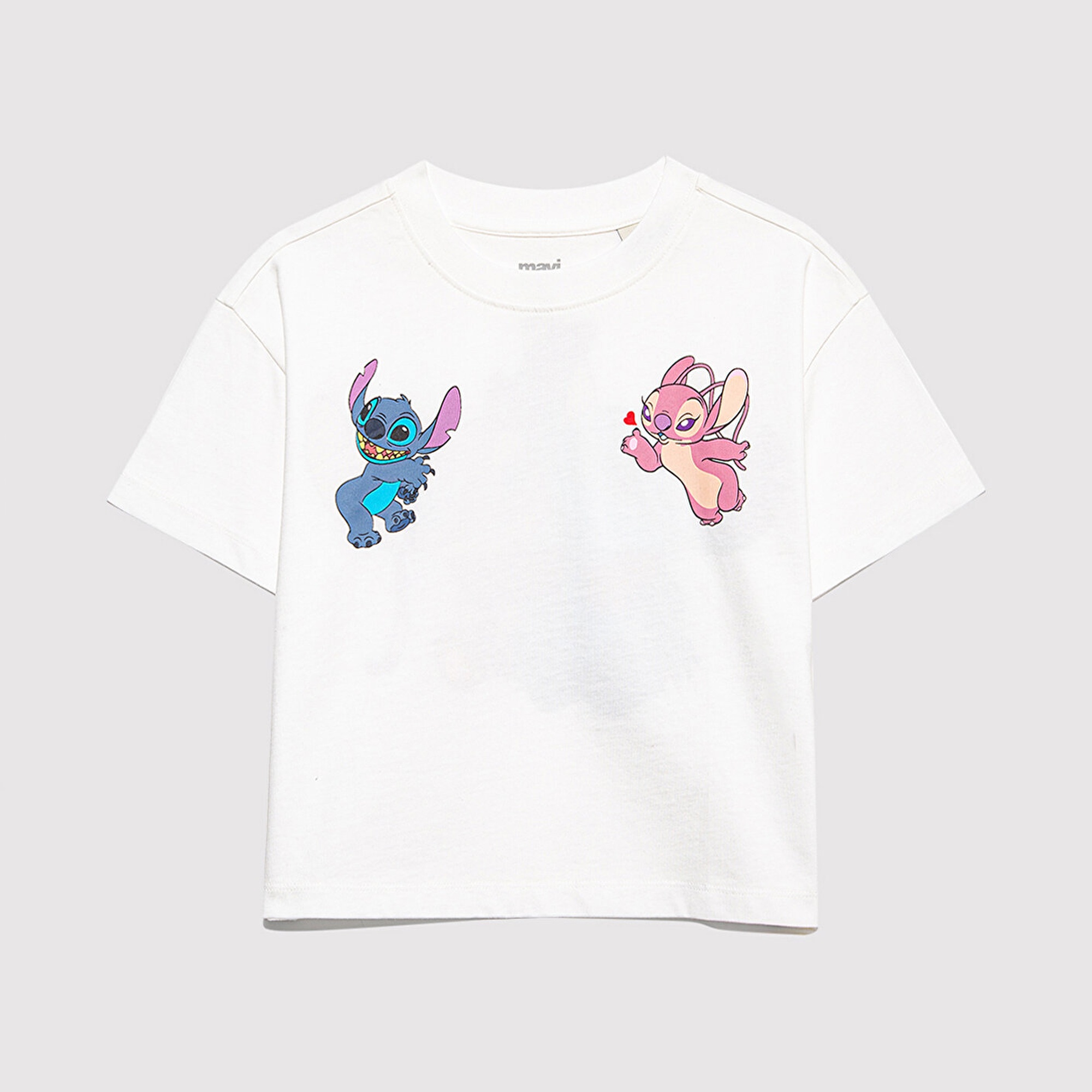 Mavi Stitch Baskılı Beyaz Tişört Loose Fit / Bol Rahat Kesim 7610292-70057