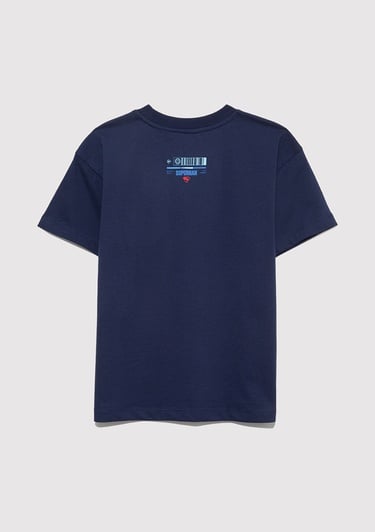  Mavi Superman Baskılı Lacivert Tişört Loose Fit / Bol Rahat Kesim 6610380-70720