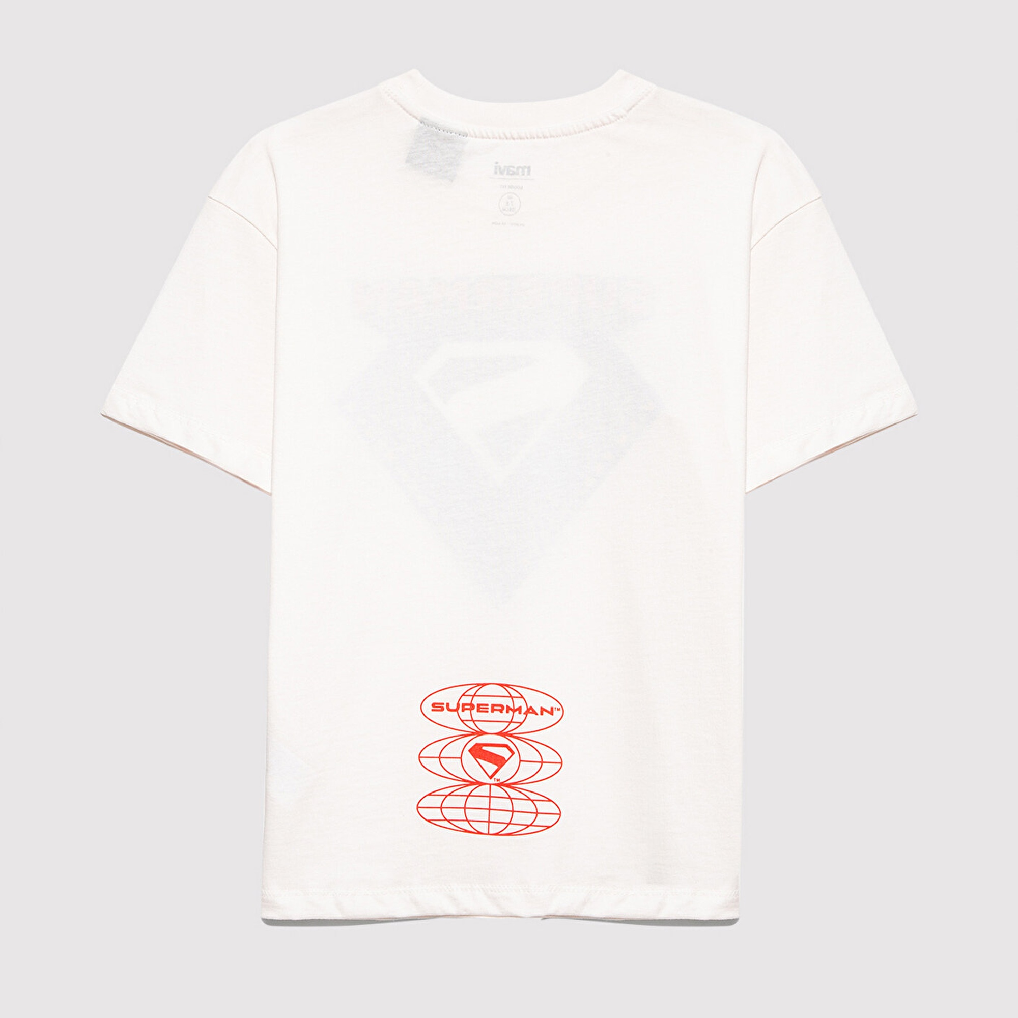 Mavi Superman Baskılı Beyaz Tişört Loose Fit / Bol Rahat Kesim 6610381-70057