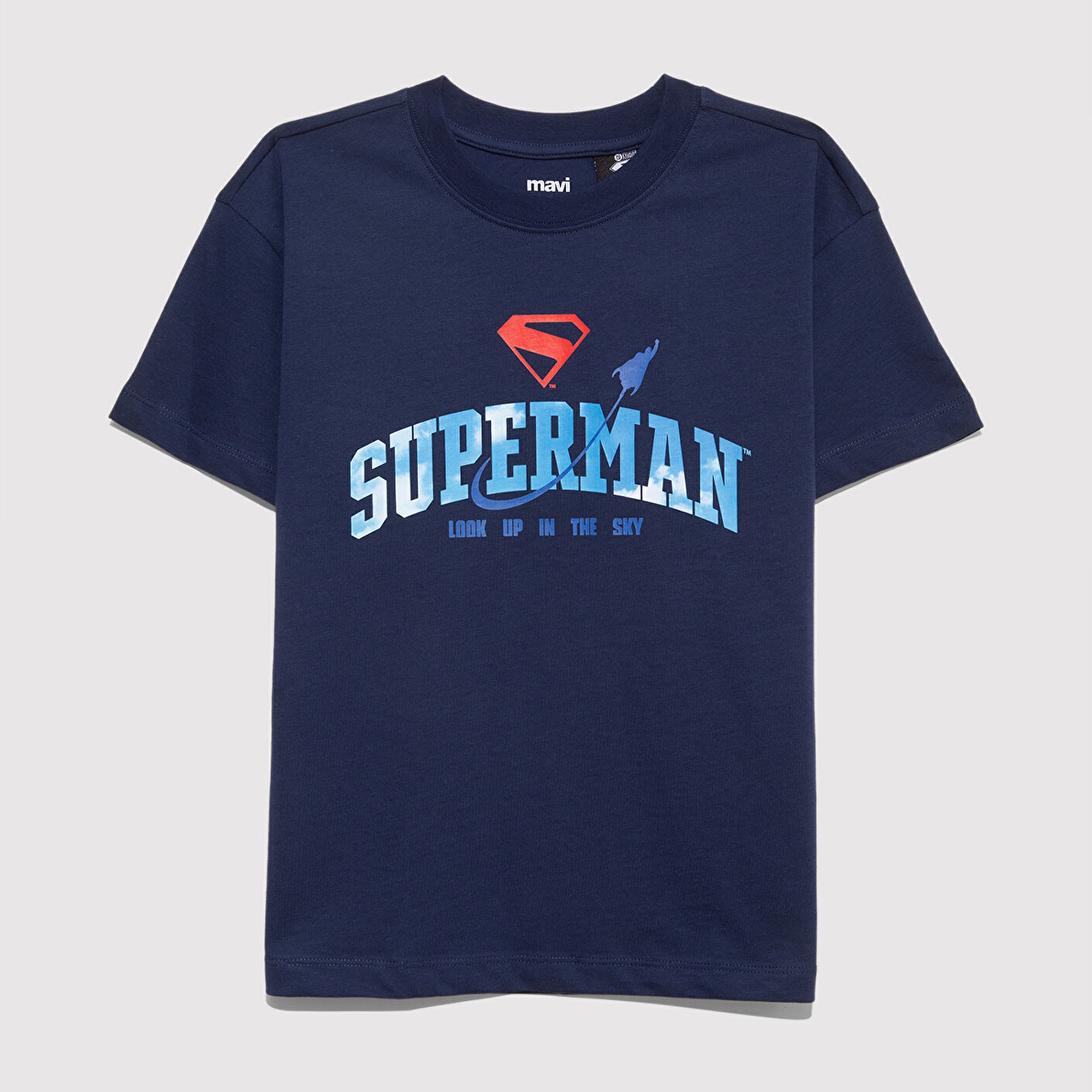 Mavi Superman Baskılı Lacivert Tişört Loose Fit / Bol Rahat Kesim 6610380-70720
