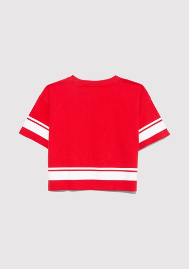  Mavi Peanuts Baskılı Kırmızı Tişört Loose Fit / Bol Rahat Kesim 7610372-82054