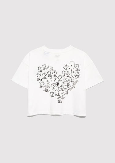  Mavi Peanuts Baskılı Ekru Tişört Loose Fit / Bol Rahat Kesim 7610373-70057