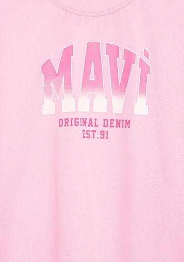  Mavi Mavi Logo Baskılı Pembe Tişört Loose Fit / Bol Rahat Kesim 7610386-70972