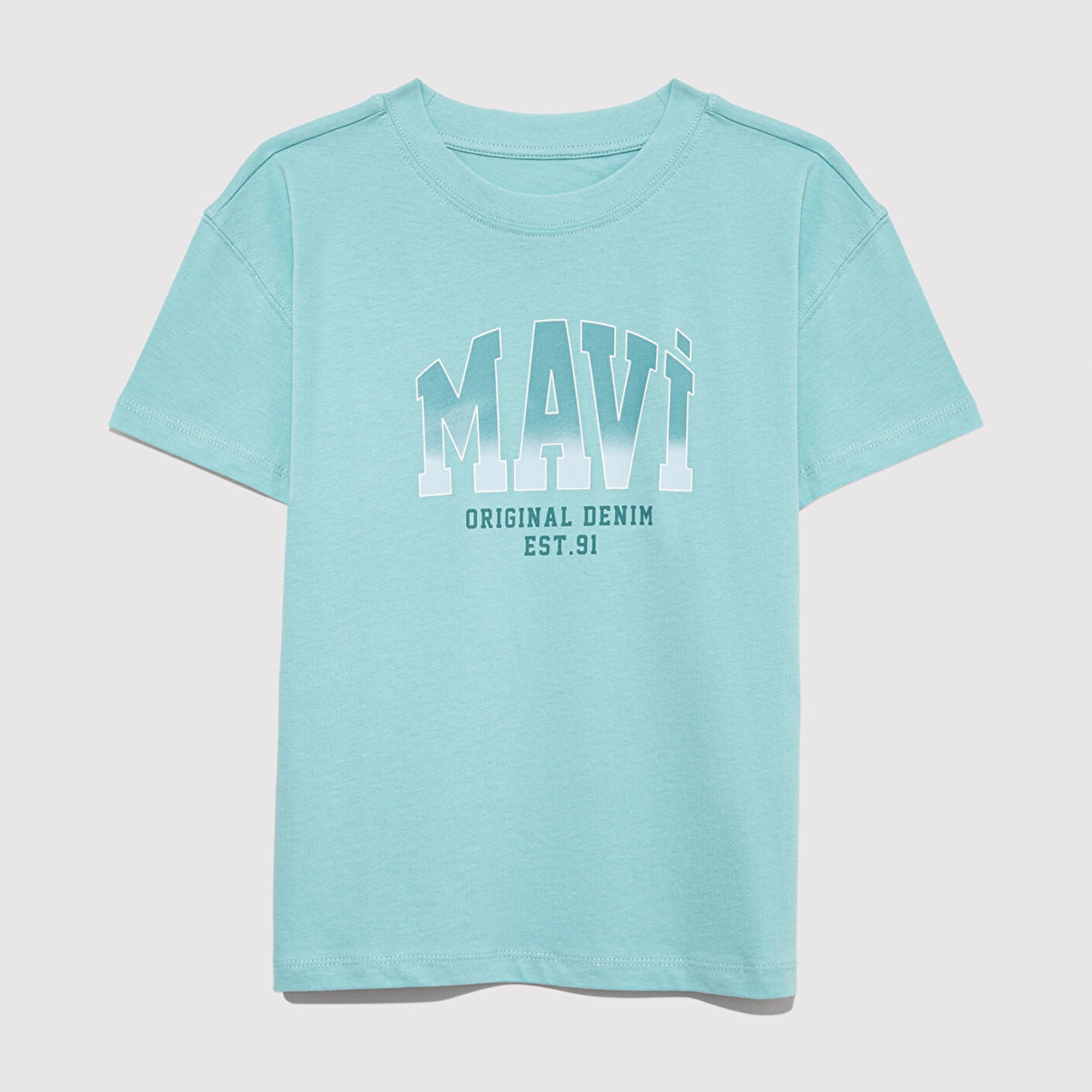 Mavi Mavi Logo Baskılı Mavi Tişört Loose Fit / Bol Rahat Kesim 7610386-71748