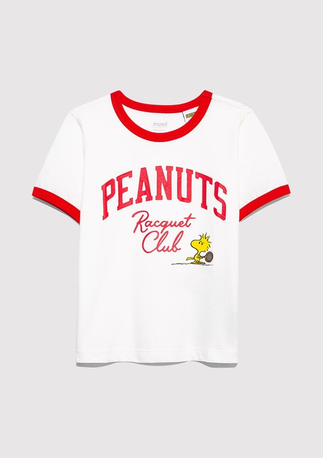  Mavi Peanuts Baskılı Beyaz Tişört Regular Fit / Normal Kesim 7610371-70057