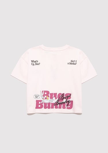  Mavi Bugs Bunny Baskılı Pembe Tişört Loose Fit / Bol Rahat Kesim 7610369-90773