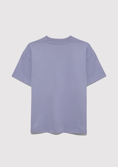  Mavi Mavi Logo Baskılı Mor Tişört Loose Fit / Bol Rahat Kesim 7610385-88095