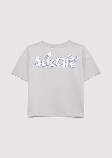  Mavi Stitch Baskılı Gri Tişört Loose Fit / Bol Rahat Kesim 7610374-70075