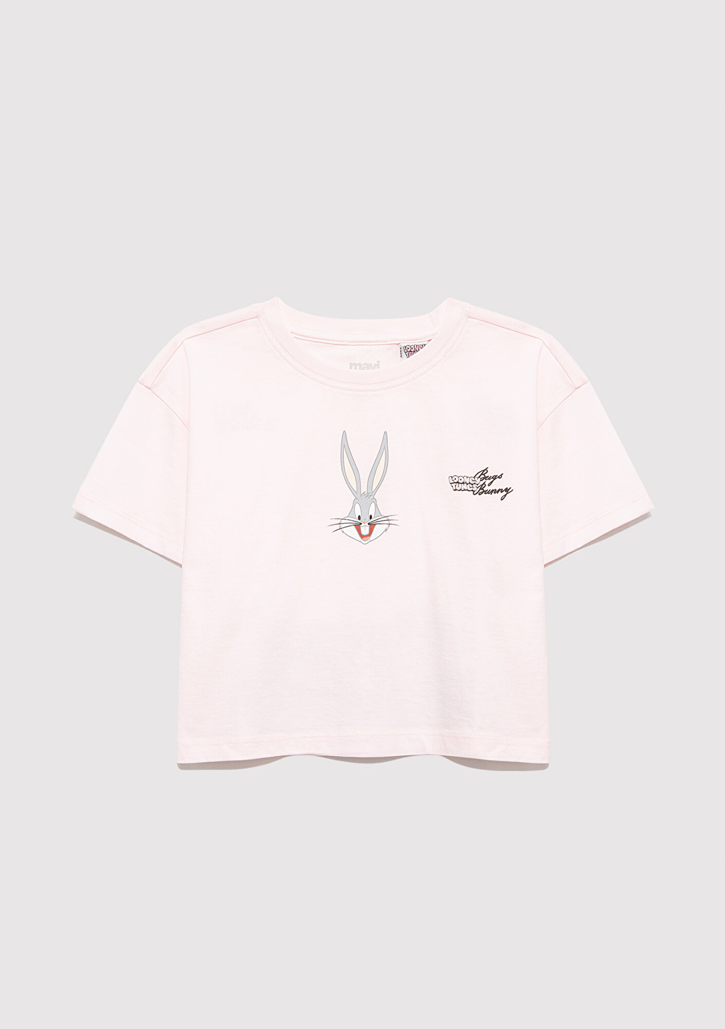  Mavi Bugs Bunny Baskılı Pembe Tişört Loose Fit / Bol Rahat Kesim 7610369-90773