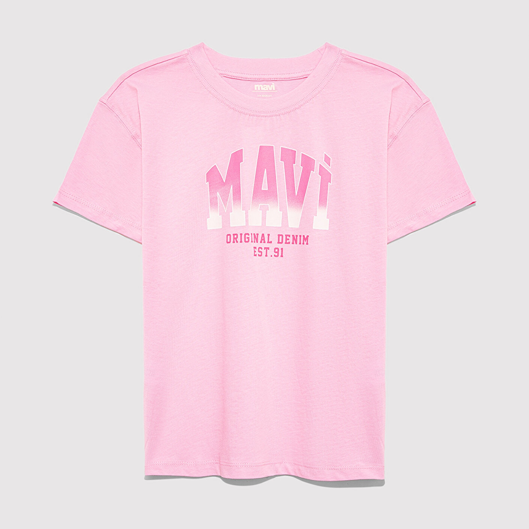 Mavi Mavi Logo Baskılı Pembe Tişört Loose Fit / Bol Rahat Kesim 7610386-70972