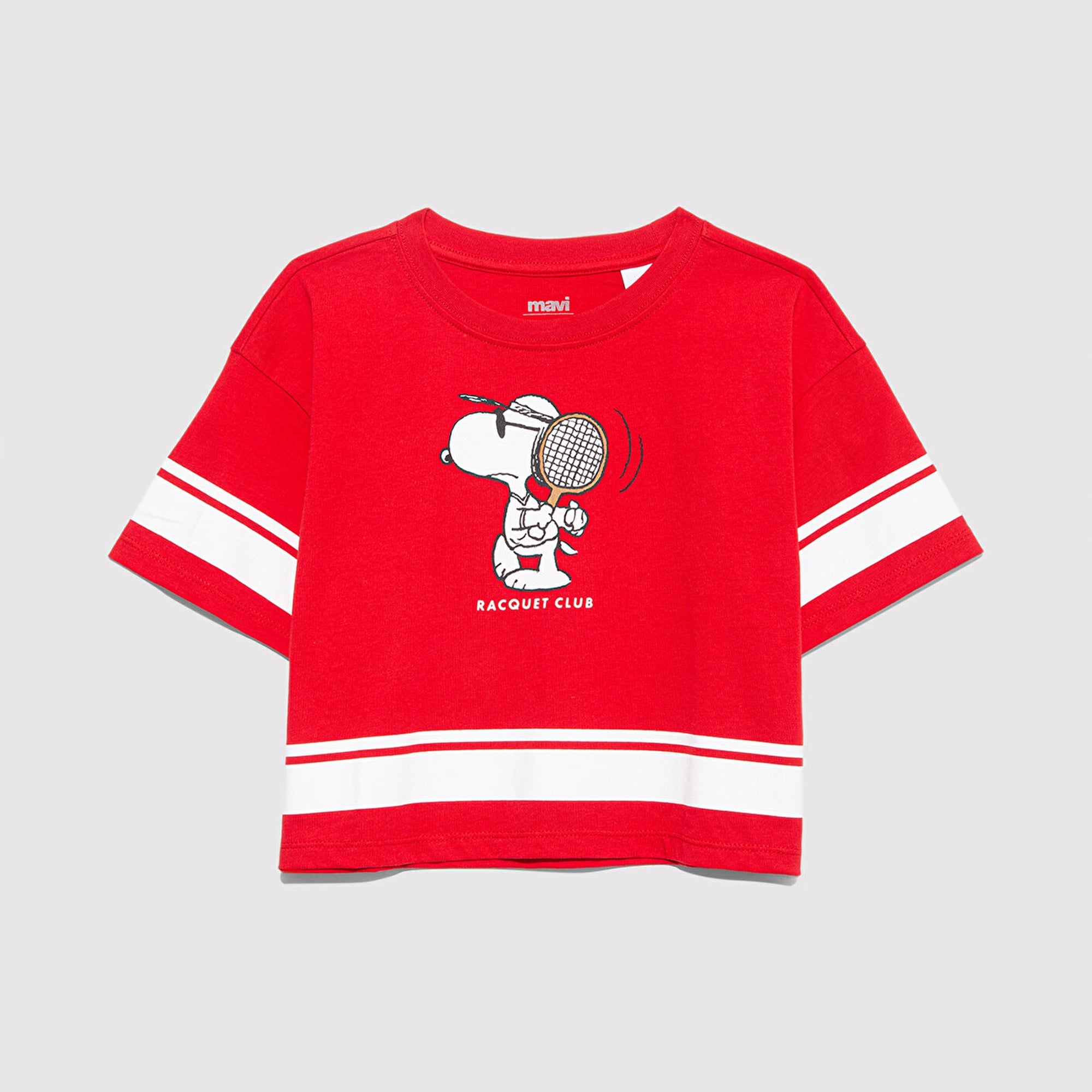 Mavi Peanuts Baskılı Kırmızı Tişört Loose Fit / Bol Rahat Kesim 7610372-82054