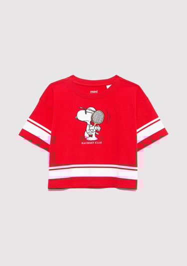  Mavi Peanuts Baskılı Kırmızı Tişört Loose Fit / Bol Rahat Kesim 7610372-82054