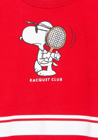  Mavi Peanuts Baskılı Kırmızı Tişört Loose Fit / Bol Rahat Kesim 7610372-82054