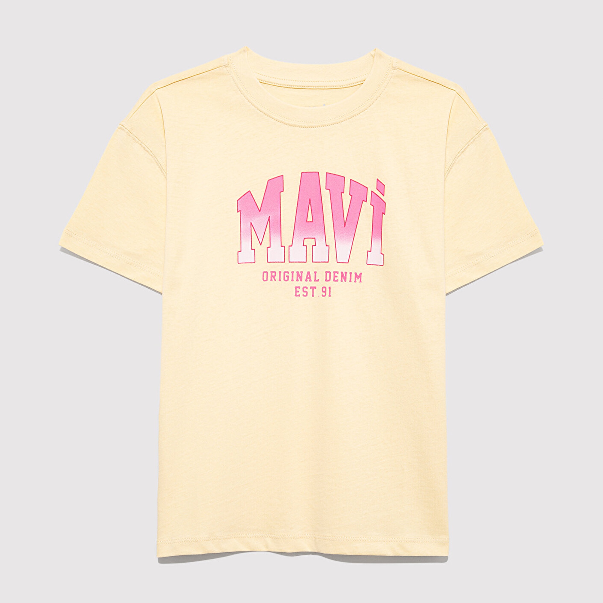 Mavi Mavi Logo Baskılı Sarı Tişört Loose Fit / Bol Rahat Kesim 7610386-70024