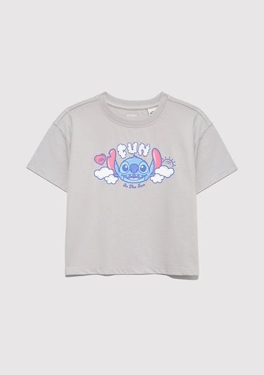  Mavi Stitch Baskılı Gri Tişört Loose Fit / Bol Rahat Kesim 7610374-70075