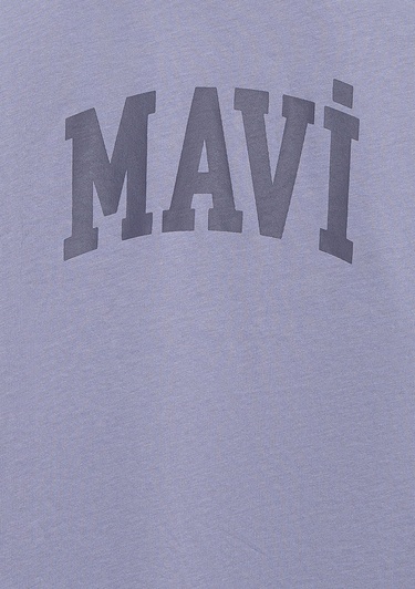  Mavi Mavi Logo Baskılı Mor Tişört Loose Fit / Bol Rahat Kesim 7610385-88095