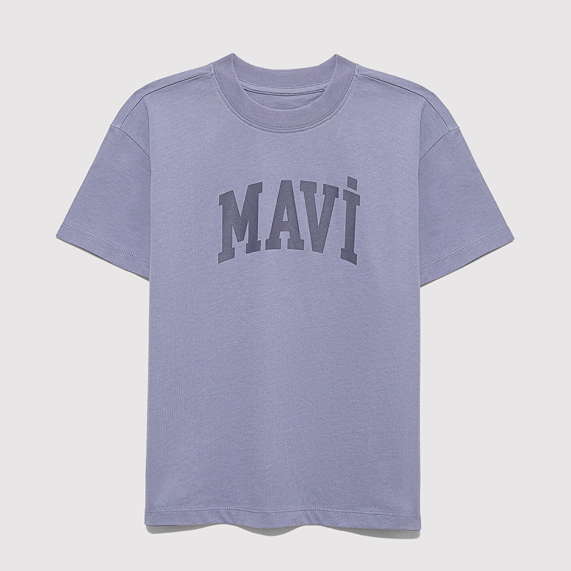 Mavi Mavi Logo Baskılı Mor Tişört Loose Fit / Bol Rahat Kesim 7610385-88095