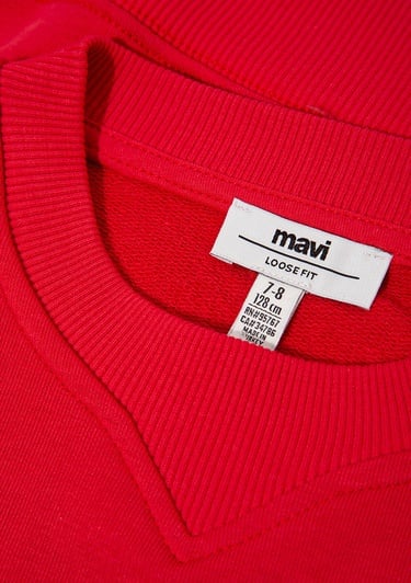  Mavi Baskılı Kırmızı Sweatshirt 7S10131-84538