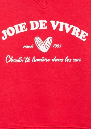  Mavi Baskılı Kırmızı Sweatshirt 7S10131-84538