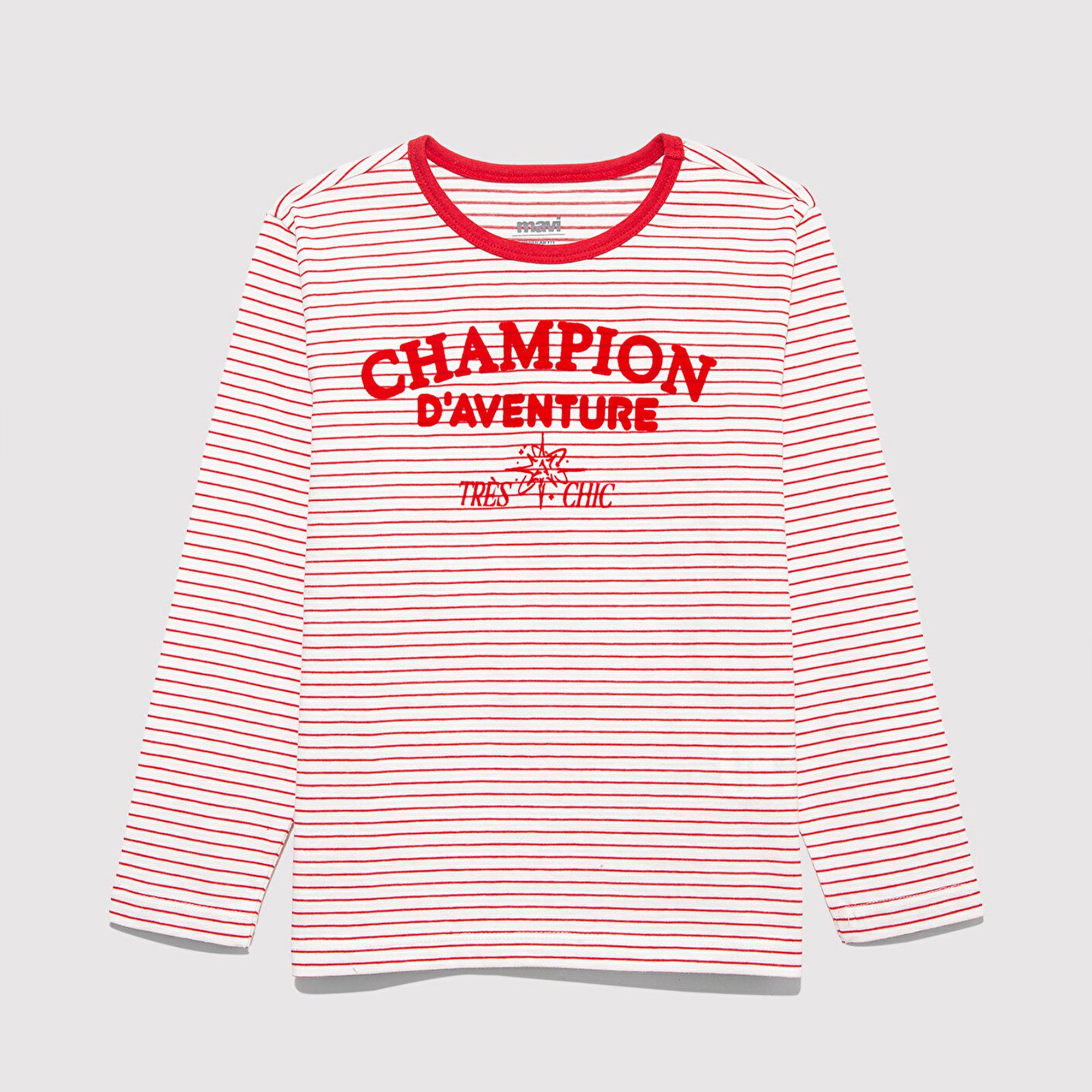 Mavi Uzun Kollu Çizgili Tişört Regular Fit / Normal Kesim 7610357-90989