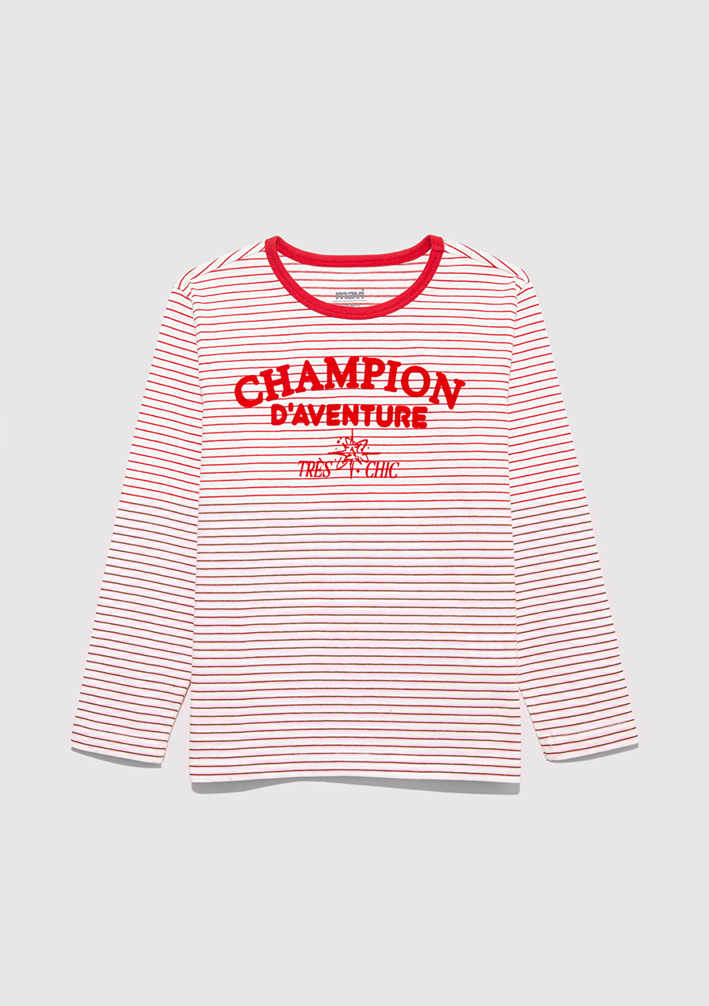  Mavi Uzun Kollu Çizgili Tişört Regular Fit / Normal Kesim 7610357-90989