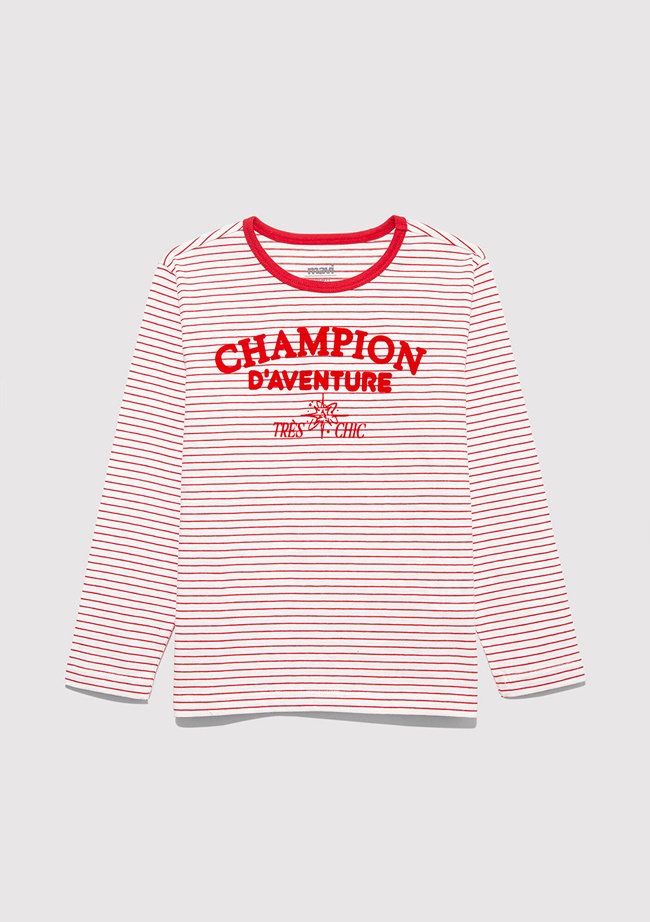  Mavi Uzun Kollu Çizgili Tişört Regular Fit / Normal Kesim 7610357-90989