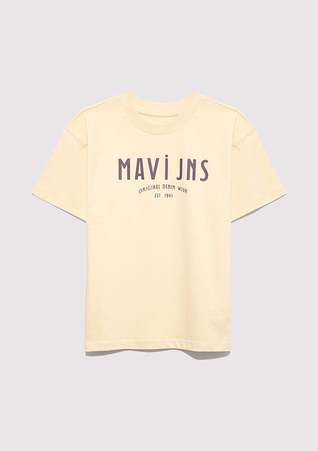  Mavi Mavi Jns Baskılı Sarı Tişört Loose Fit / Bol Rahat Kesim 6610396-70024