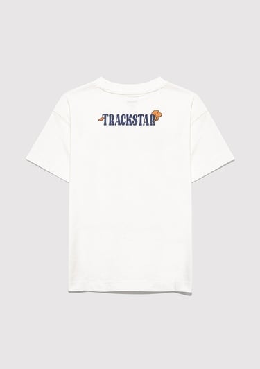  Mavi Baskılı Ekru Tişört Loose Fit / Bol Rahat Kesim 7610347-70057