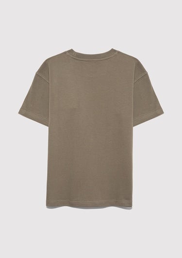  Mavi MJ Logo Baskılı Haki Tişört Loose Fit / Bol Rahat Kesim 6610395-86961