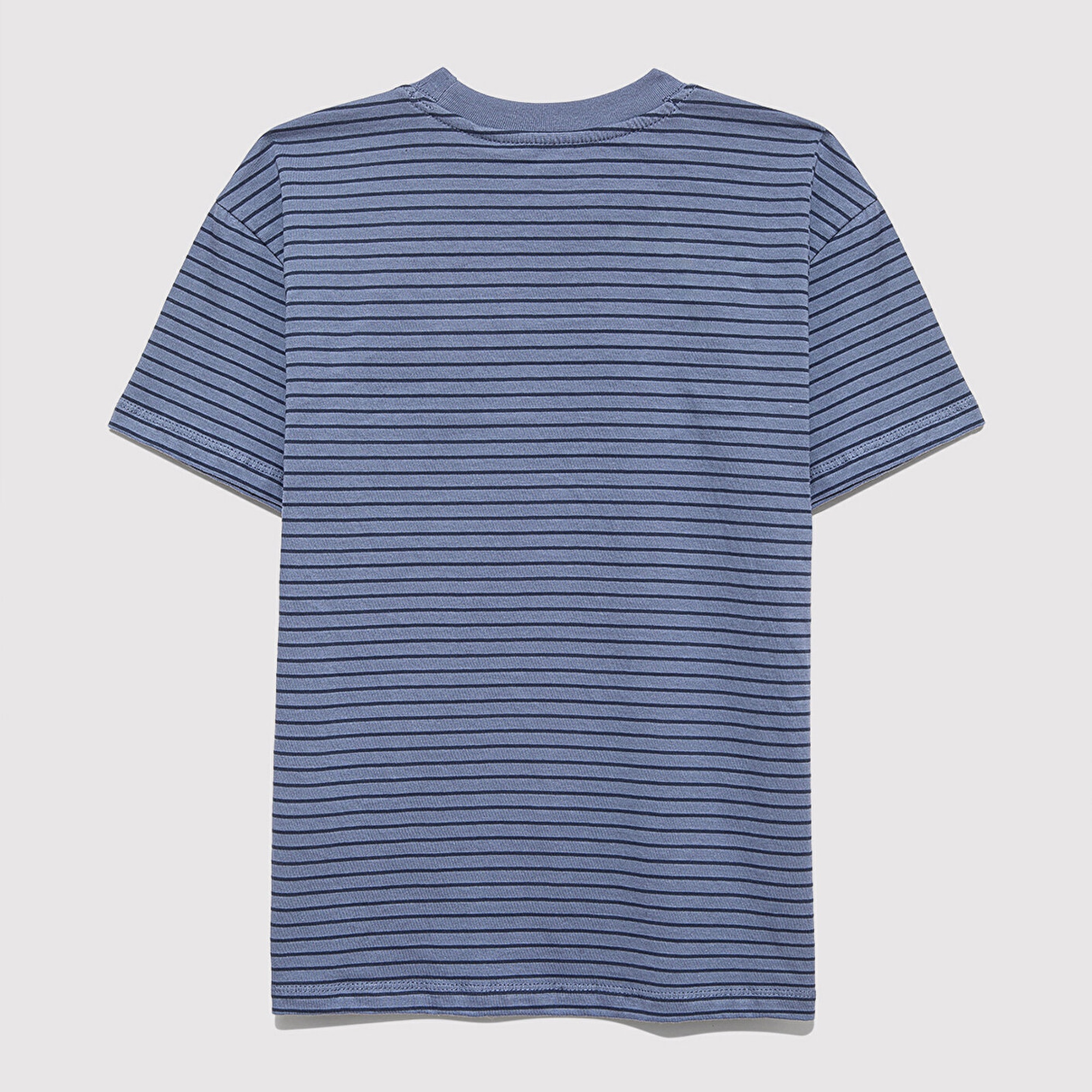 Mavi Lacivert Çizgili Tişört Loose Fit / Bol Rahat Kesim 6610390-90788