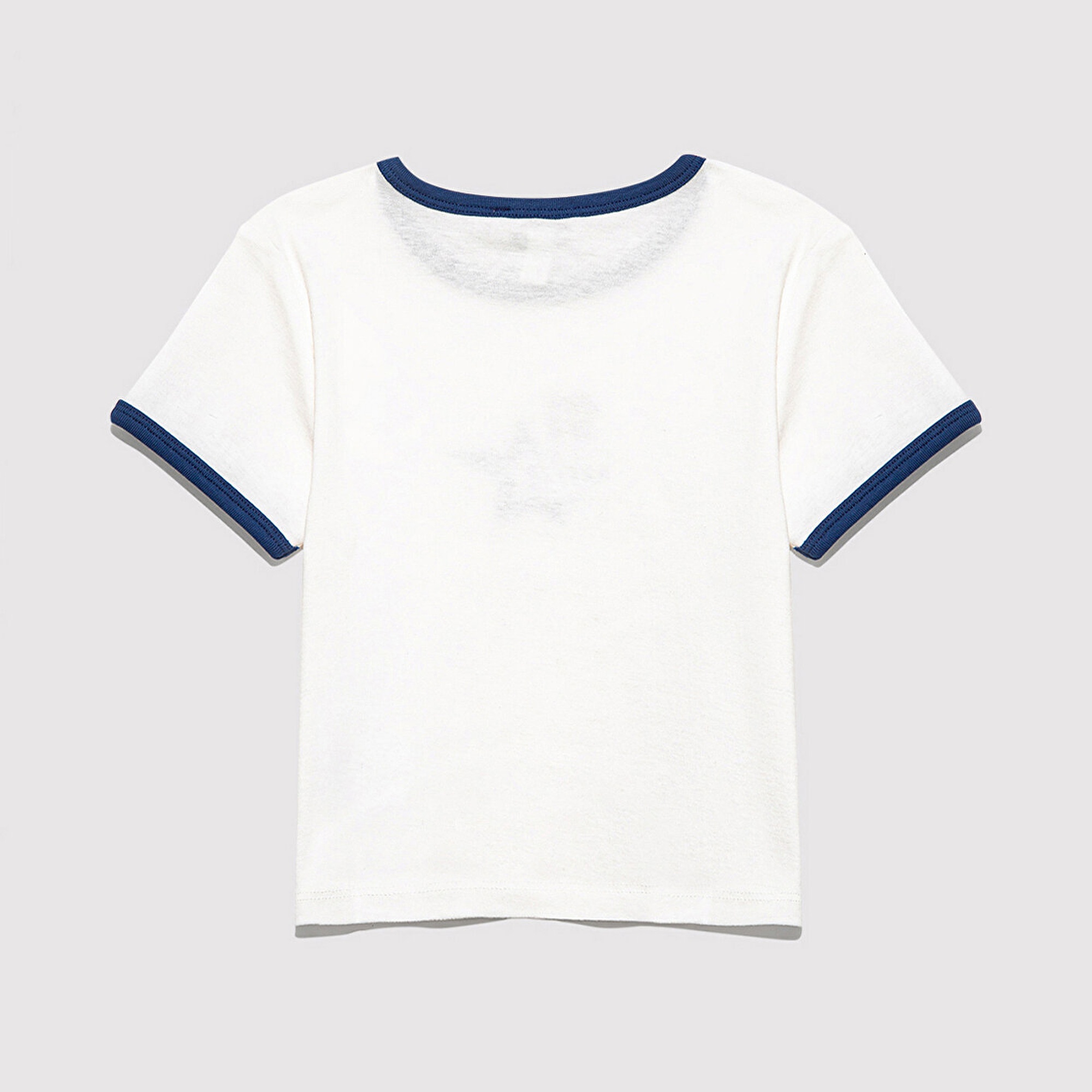 Mavi Baskılı Beyaz Tişört Fitted / Vücuda Oturan Kesim 7610345-70057