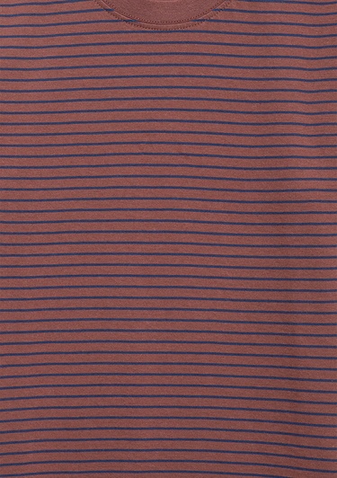  Mavi Kahverengi Çizgili Tişört Loose Fit / Bol Rahat Kesim 6610390-90787