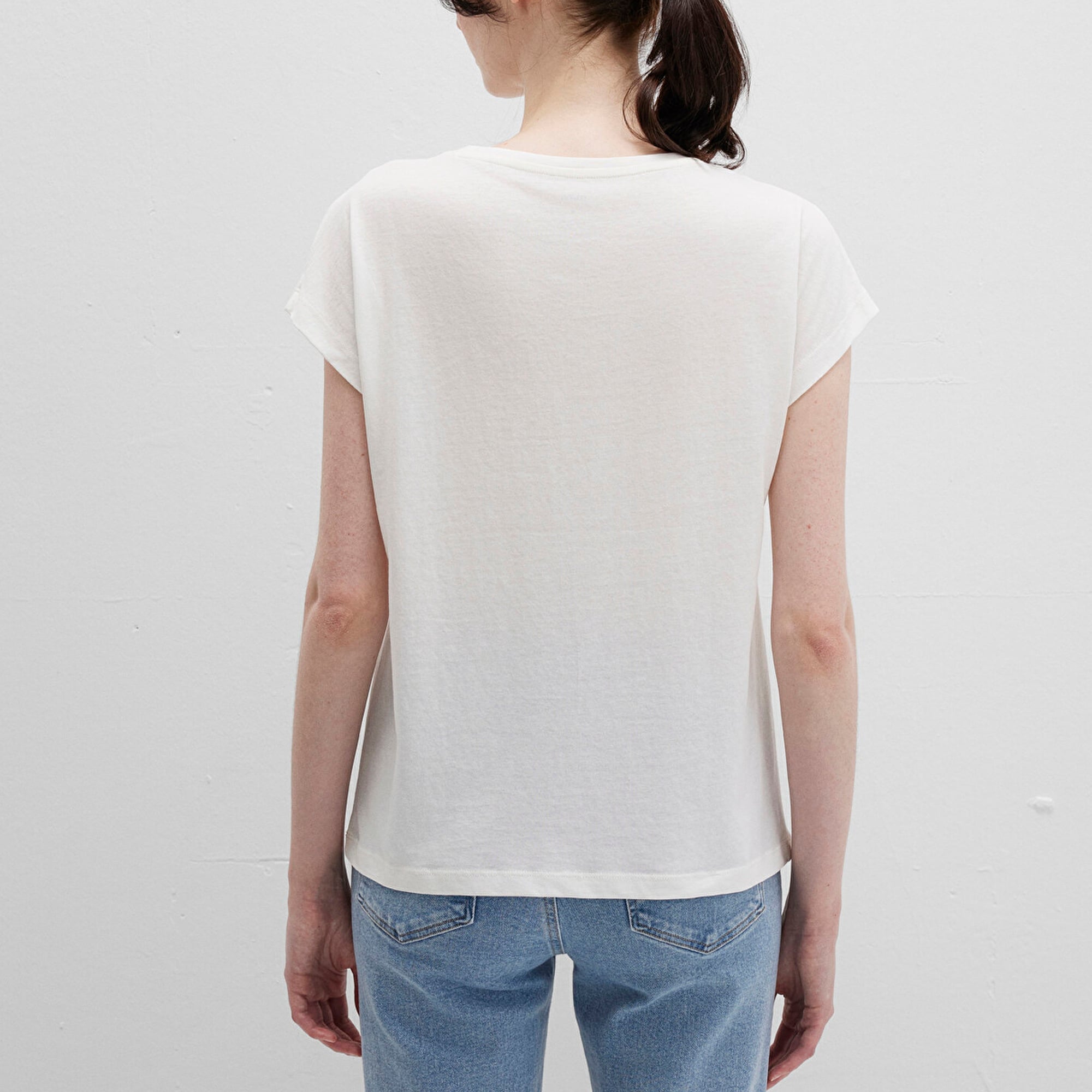 Mavi Kelebek Baksılı Beyaz Tişört Regular Fit / Normal Kesim 1613457-80194