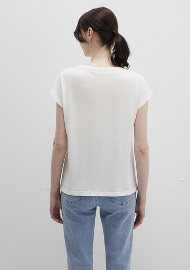  Mavi Kelebek Baksılı Beyaz Tişört Regular Fit / Normal Kesim 1613457-80194