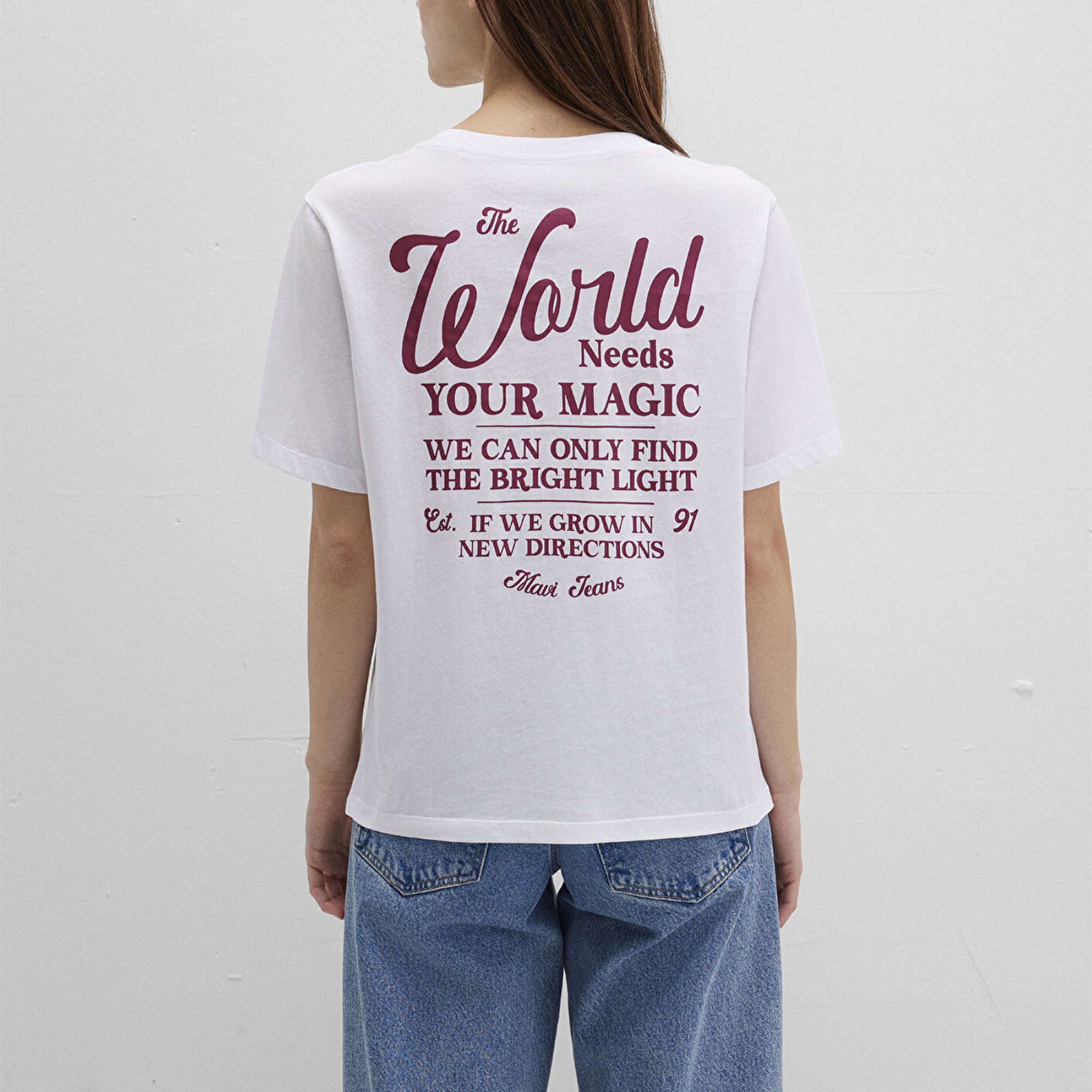 Mavi Baskılı Beyaz Tişört Regular Fit / Normal Kesim 1613486-620