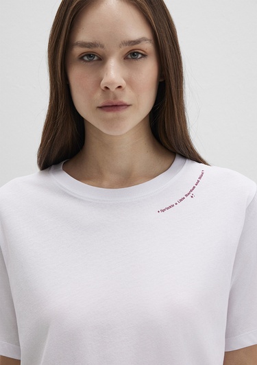  Mavi Baskılı Beyaz Tişört Regular Fit / Normal Kesim 1613486-620