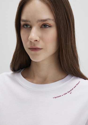  Mavi Baskılı Beyaz Tişört Regular Fit / Normal Kesim 1613486-620