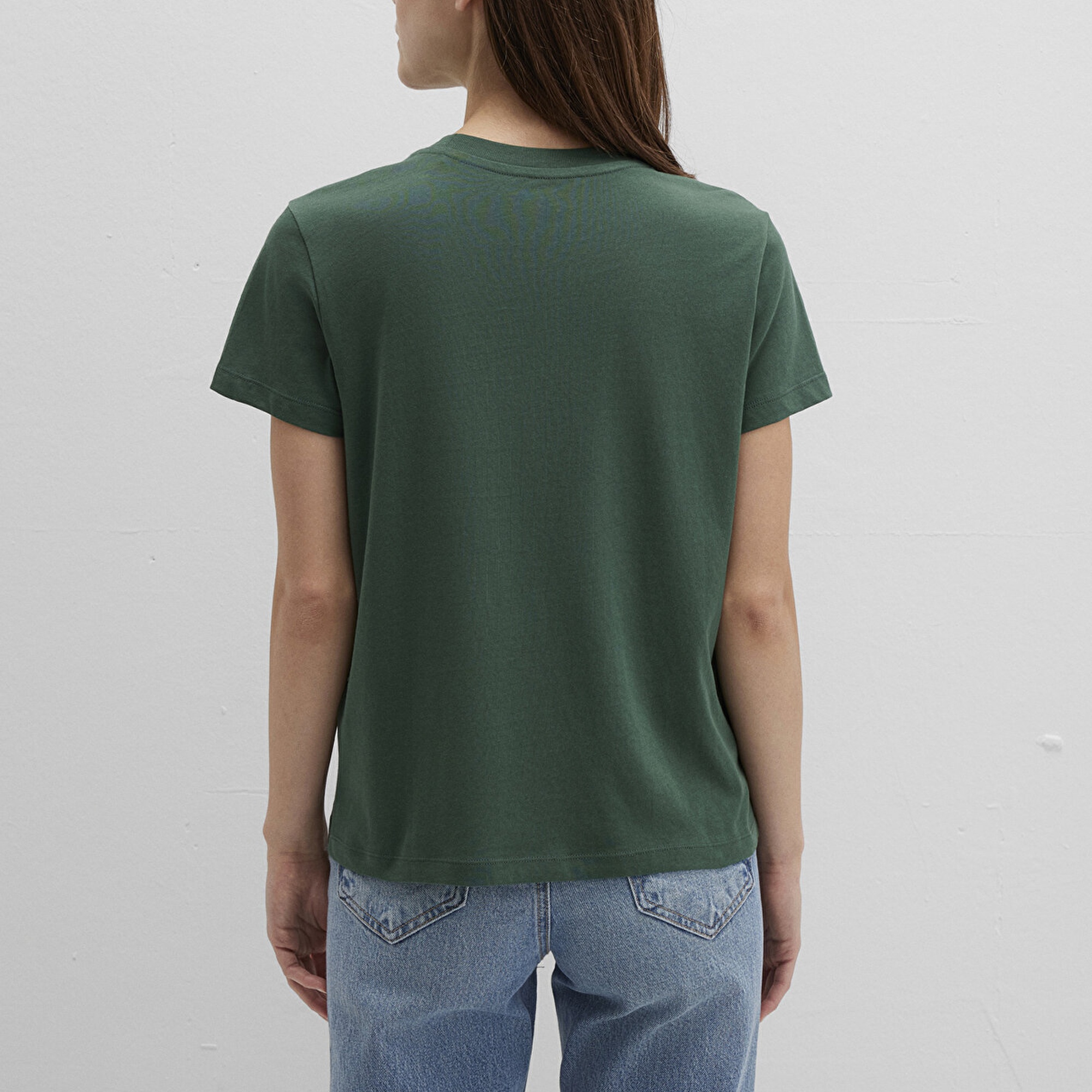 Mavi Kedi Baskılı Yeşil Tişört Semi Slim Fit / Yarı Dar Kesim 1613472-71924