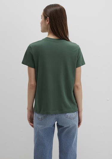  Mavi Kedi Baskılı Yeşil Tişört Semi Slim Fit / Yarı Dar Kesim 1613472-71924