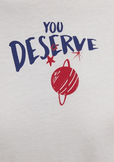  Mavi Gezegen Baksılı Beyaz Tişört Regular Fit / Normal Kesim 1613522-70057