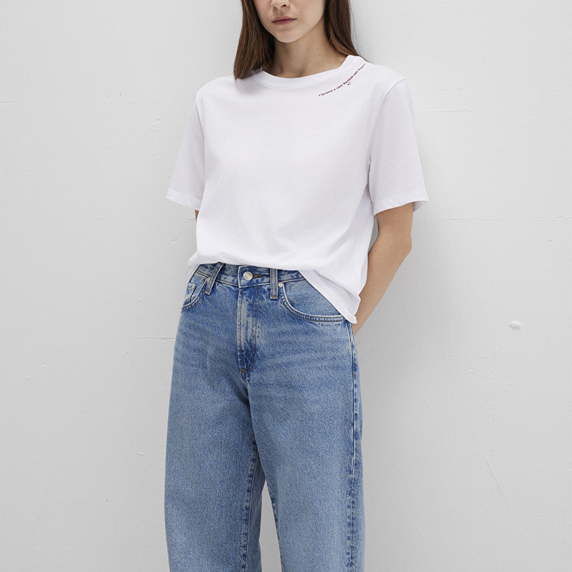 Mavi Baskılı Beyaz Tişört Regular Fit / Normal Kesim 1613486-620