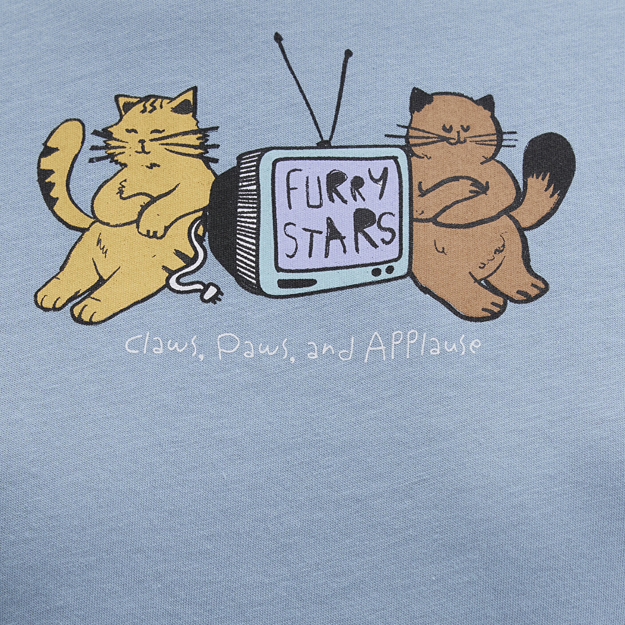 Mavi Kedi Baskılı Mavi Tişört Semi Slim Fit / Yarı Dar Kesim 1613472-88024